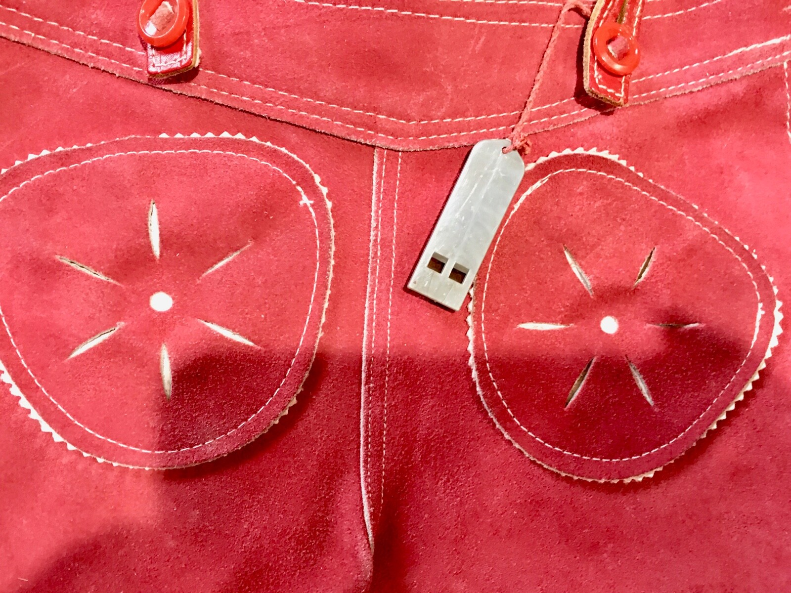 Vintage Bavarian Suede Lederhosen Leather Childs Pink Shorts – Size 86 or 98