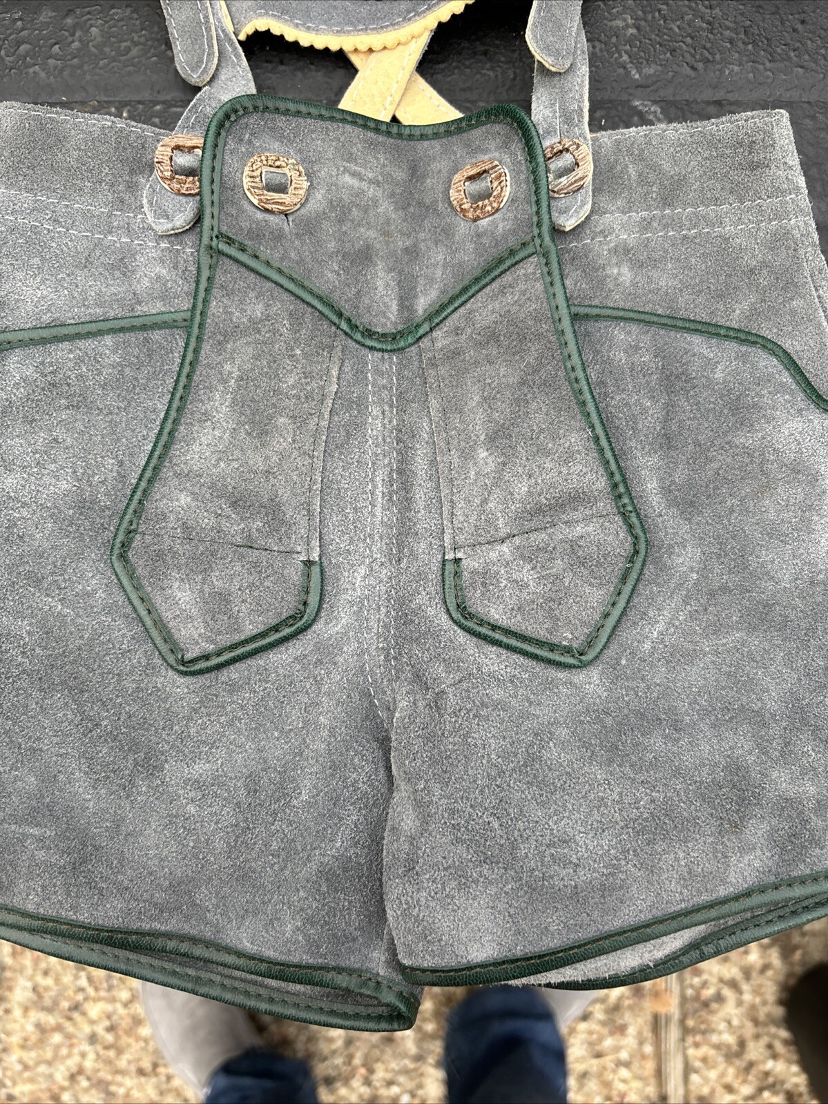 Vintage German Oktoberfest LEDERHOSEN Child Size 60 Cm Shorts Suspenders Leather
