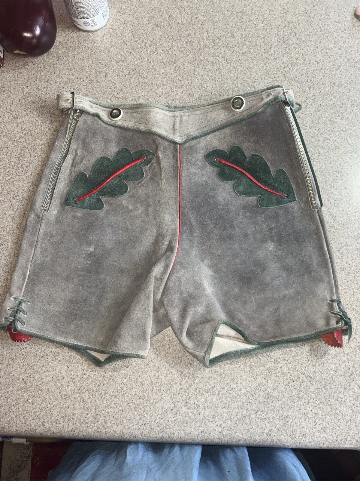 Suede Leather Lederhosen Men Boys Size 28 Authentic German Octoberfest