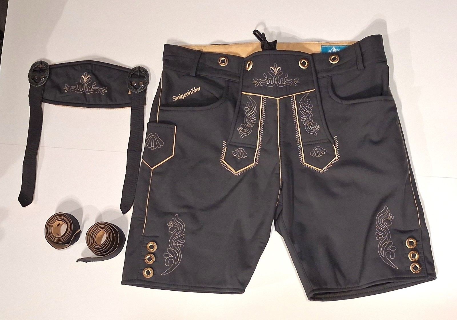 Steigenhofer German Lederhosen Size 36 Gray Oktoberfest Shorts Pants