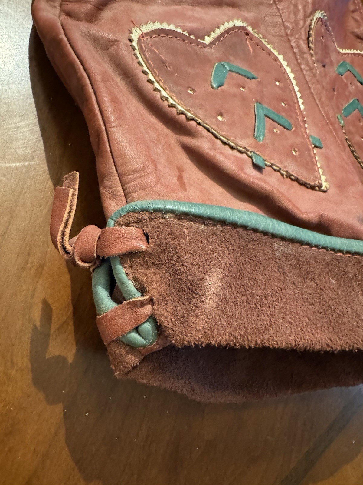 Vintage Lederhosen Red With Green ￼Accents German Shorts Echt Leder
