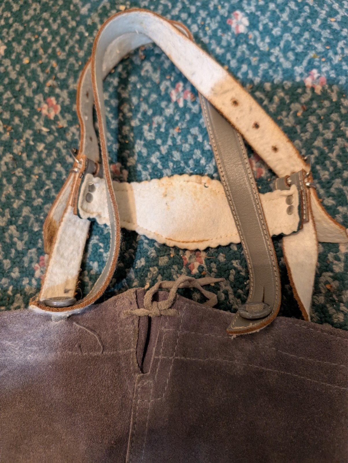 Boys/Toddler Oktoberfest German Gray/Green Lederhosen Leather Pants Child VTG