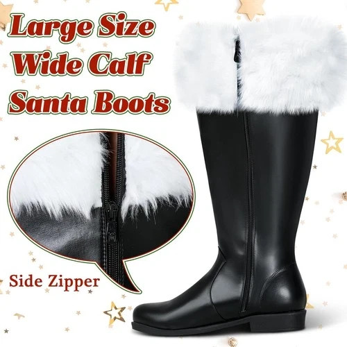 Christmas Santa Claus Boots Men’s Wide Calf Santa Combat Boots Size: 8-9