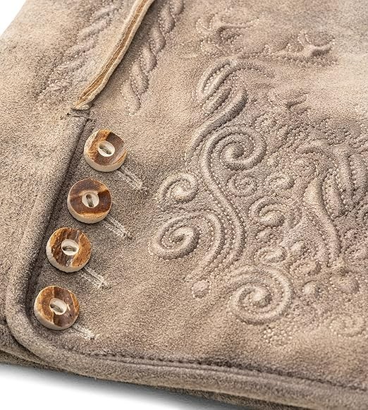 Traditional Lederhosen for Men Short Lederhosen Antique/ICE Grey with Belt Size 52