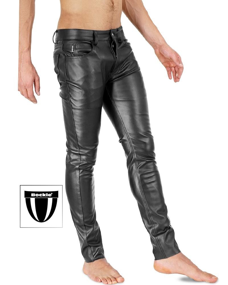Bockle® Super Skinny Faux Mens Faux Leather Pants Leather Jeans Leather Pants Button Fly