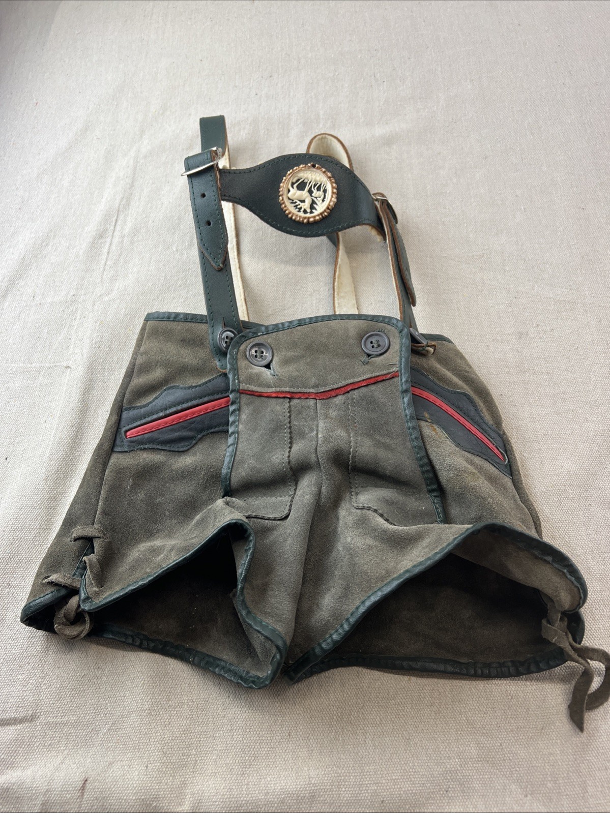 Vintage New Boy’s German/Bavarian Suede Lederhosen Shorts for Oktoberfest Poka