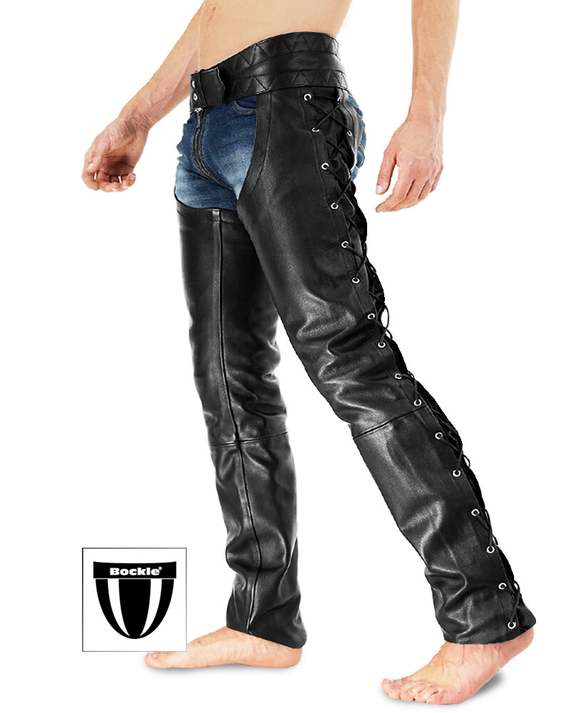 Bockle® Schnür-Chaps Herren Schnürlederhose Chaps Lederhose Lederjeans CSD GAY