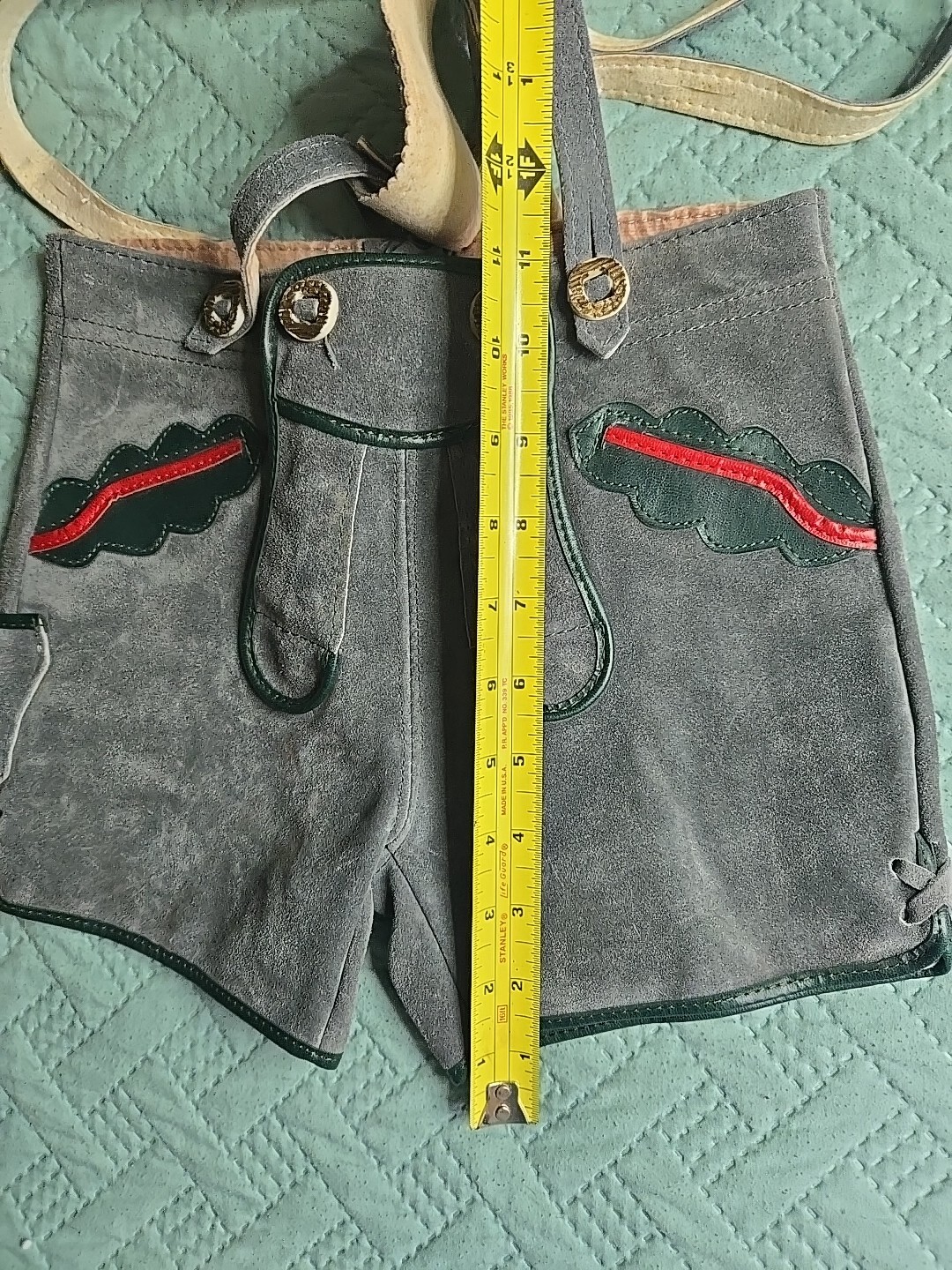 VTG Lederhosen Shorts Gray Leather Oktoberfest Suspenders German Kids