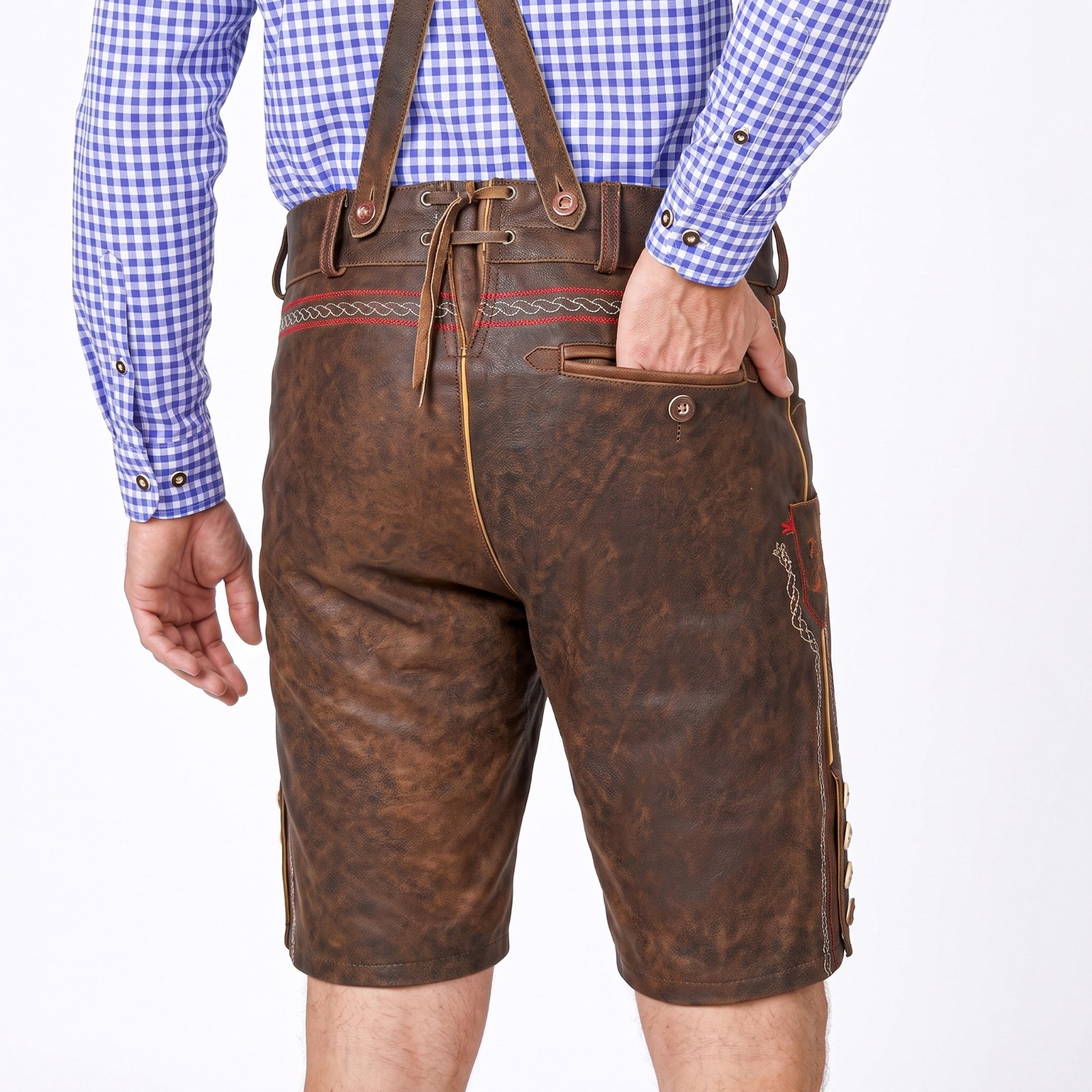Authentic Lederhosen Antiqued Klose Leather Short Trachten Oktoberfest Costume