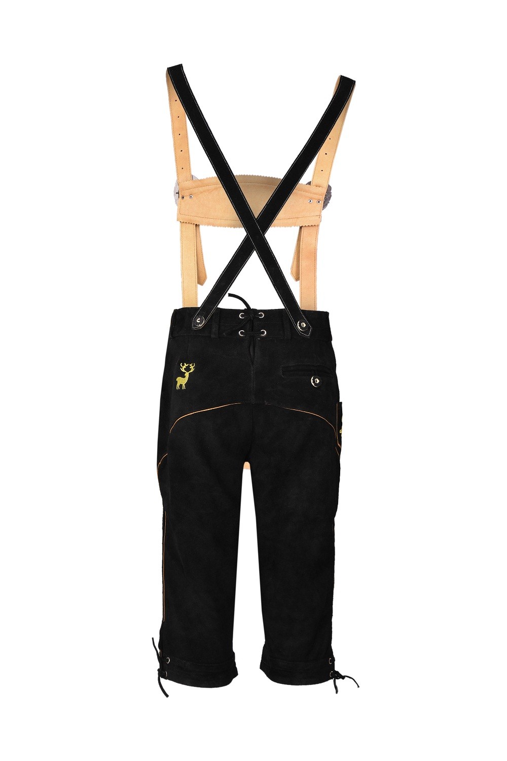 German Oktoberfest Long Bavarian Lederhosen Real Leather Matching Suspenders New