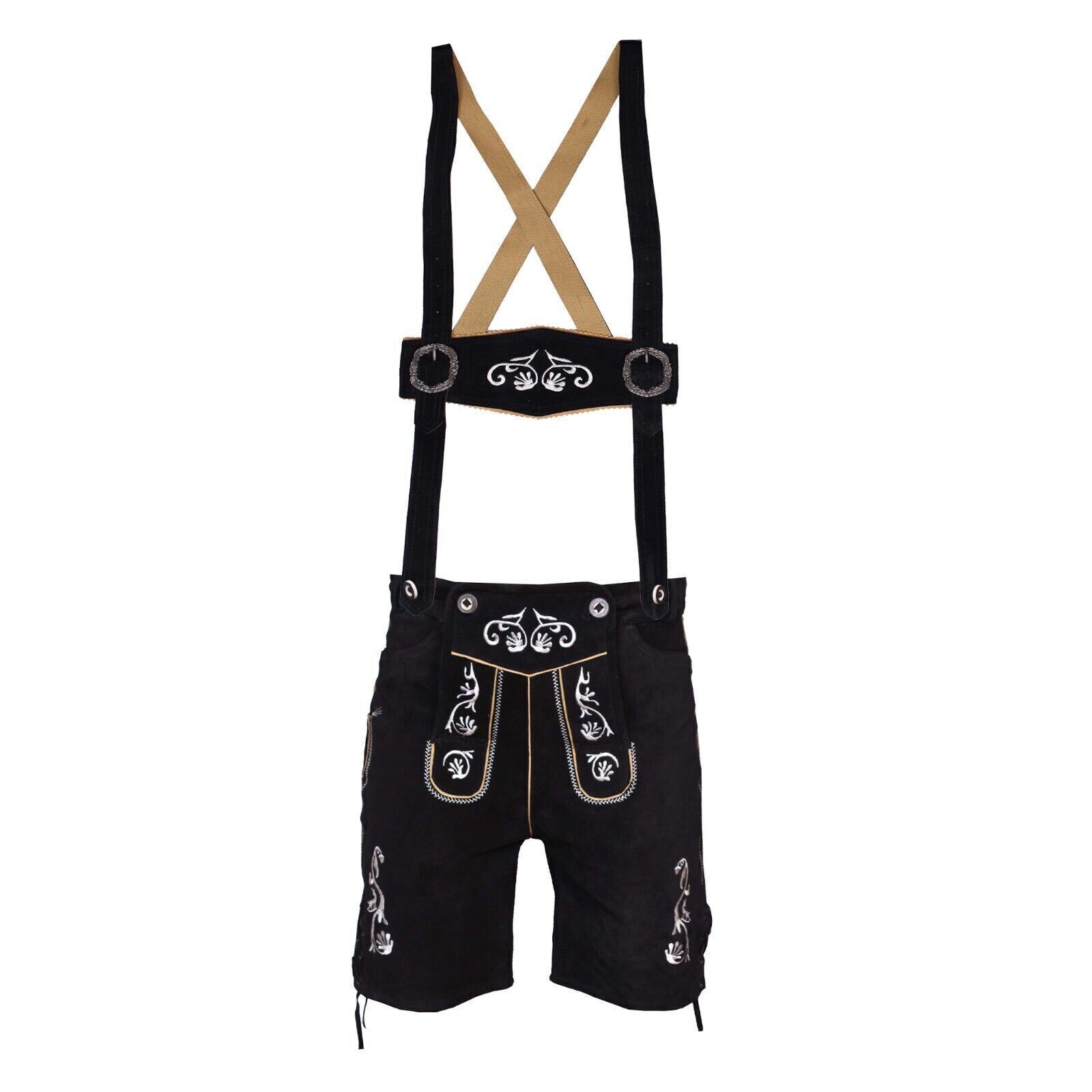 Men’s Bavarian Tratchen Lederhosen Pant German Oktoberfest Suede Leather Pants