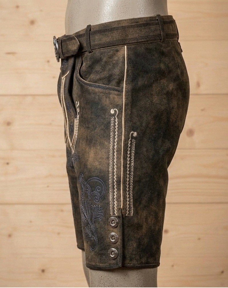 Men Lederhosen Shorts German Bavarian Leather Oktoberfest Costume