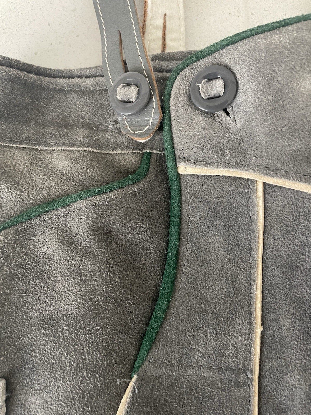 Vintage Authentic Child Lederhosen Suede Shorts With Bib Suspenders 21”Waist