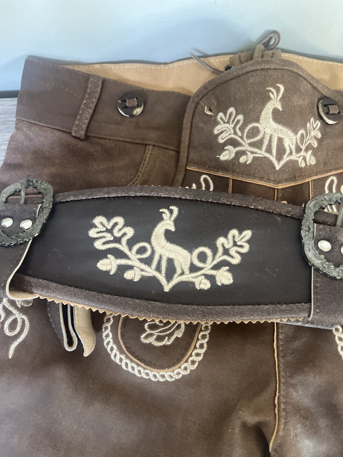 lederhosen men leather shorts With Belt Size 48 100% Genuine Leather