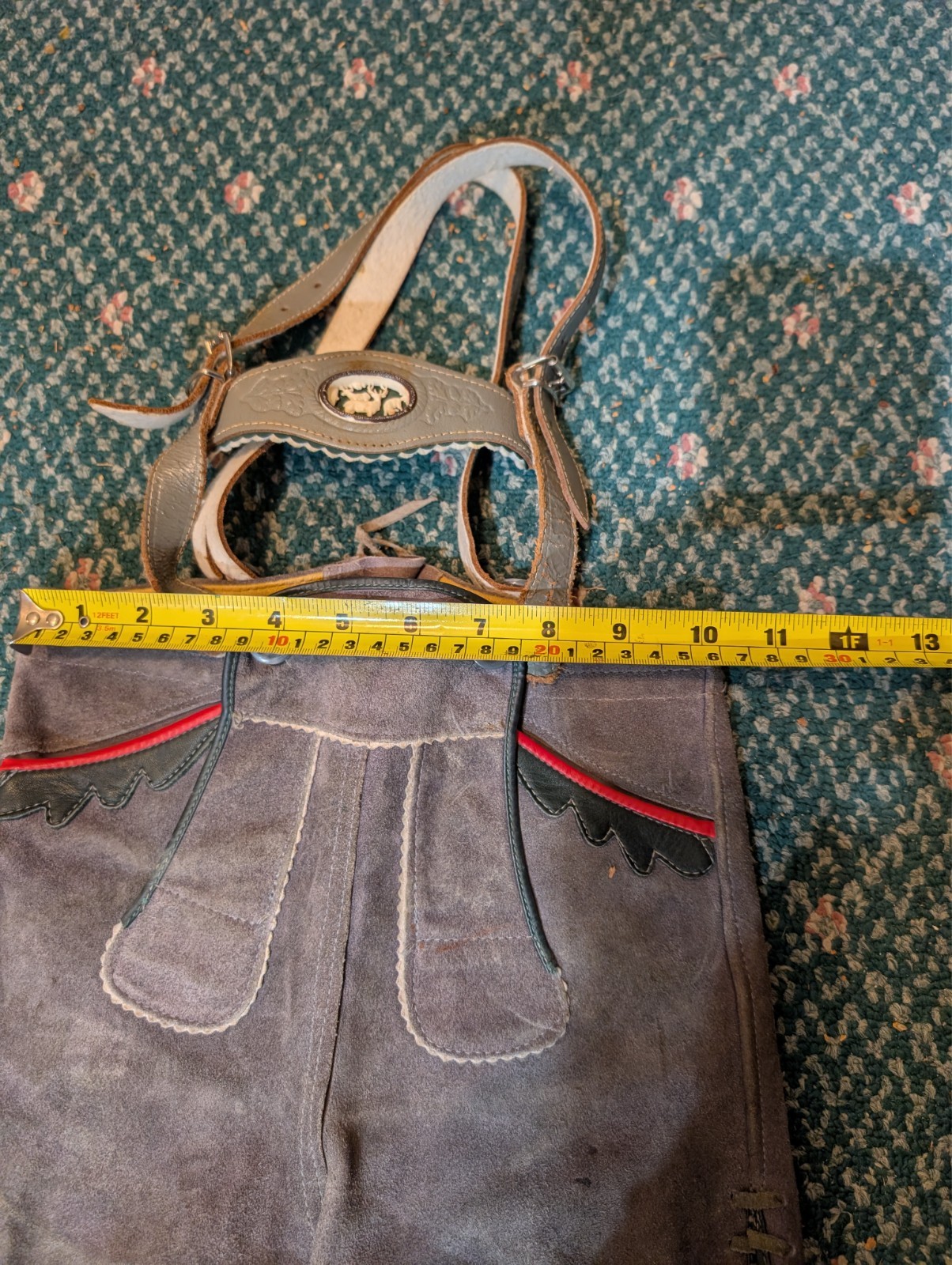 Boys/Toddler Oktoberfest German Gray/Green Lederhosen Leather Pants Child VTG