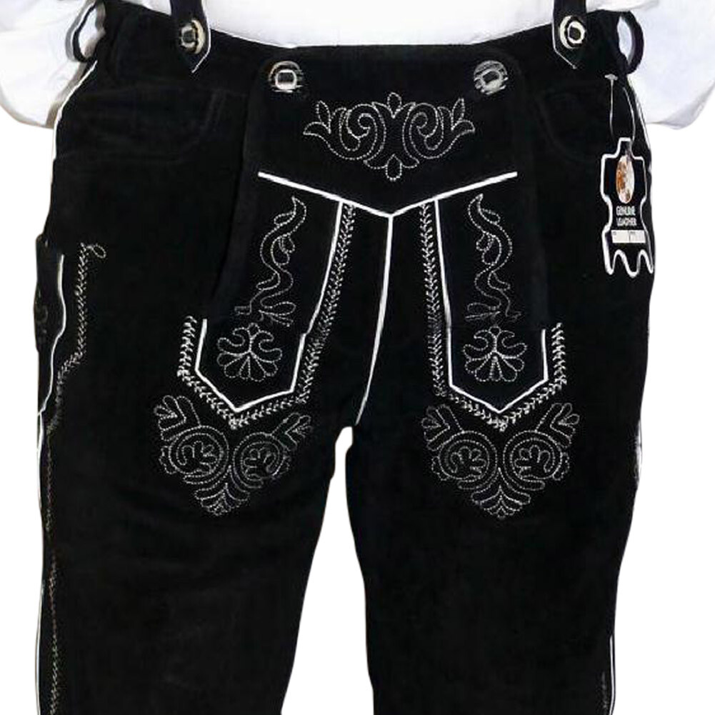 Black Leather Bundhosen Lederhosen Short Pants German Oktoberfest Sz 32″ to 56″
