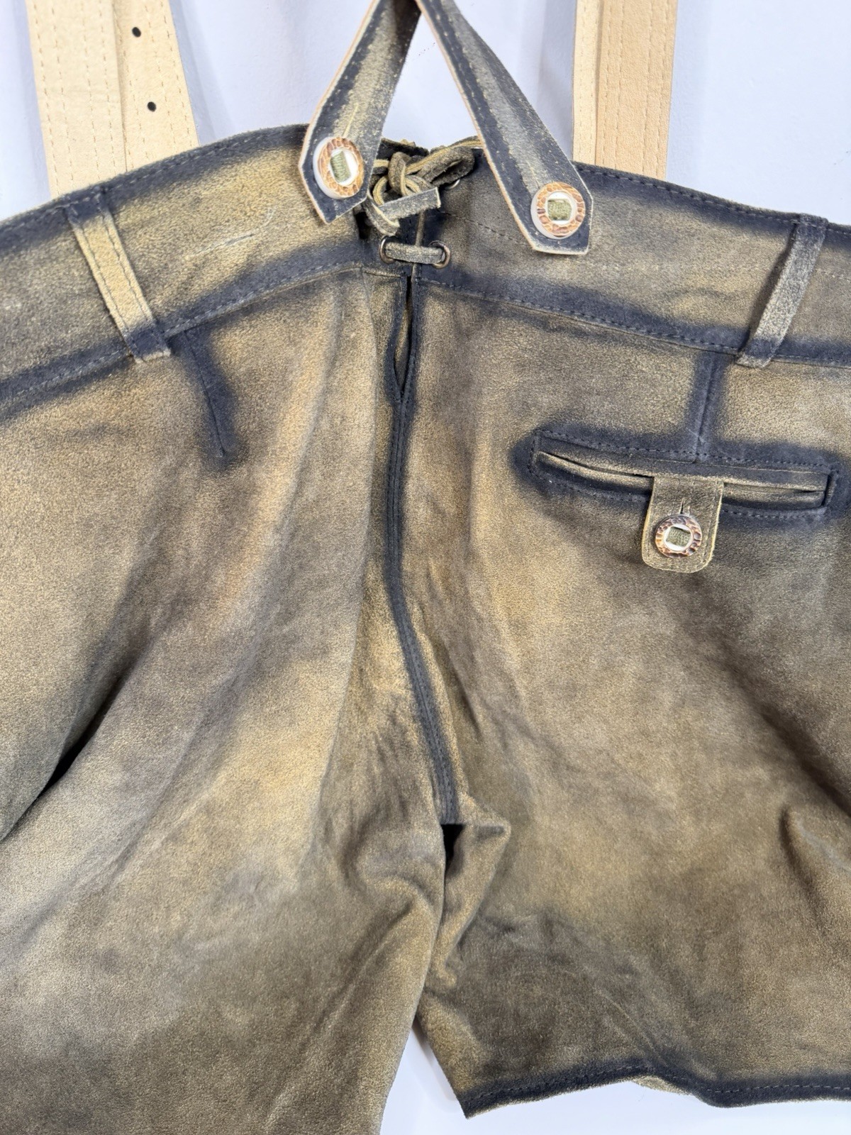 Bavaria Trachten Mens 42 Genuine Leather Light Brown Lederhosen Oktoberfest