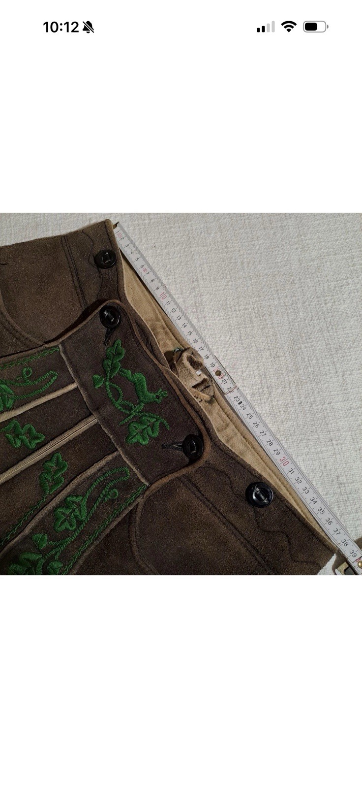 kurze Hirschlederhose sämische Gerbung handgestickt Plattler Trachtenlederhose