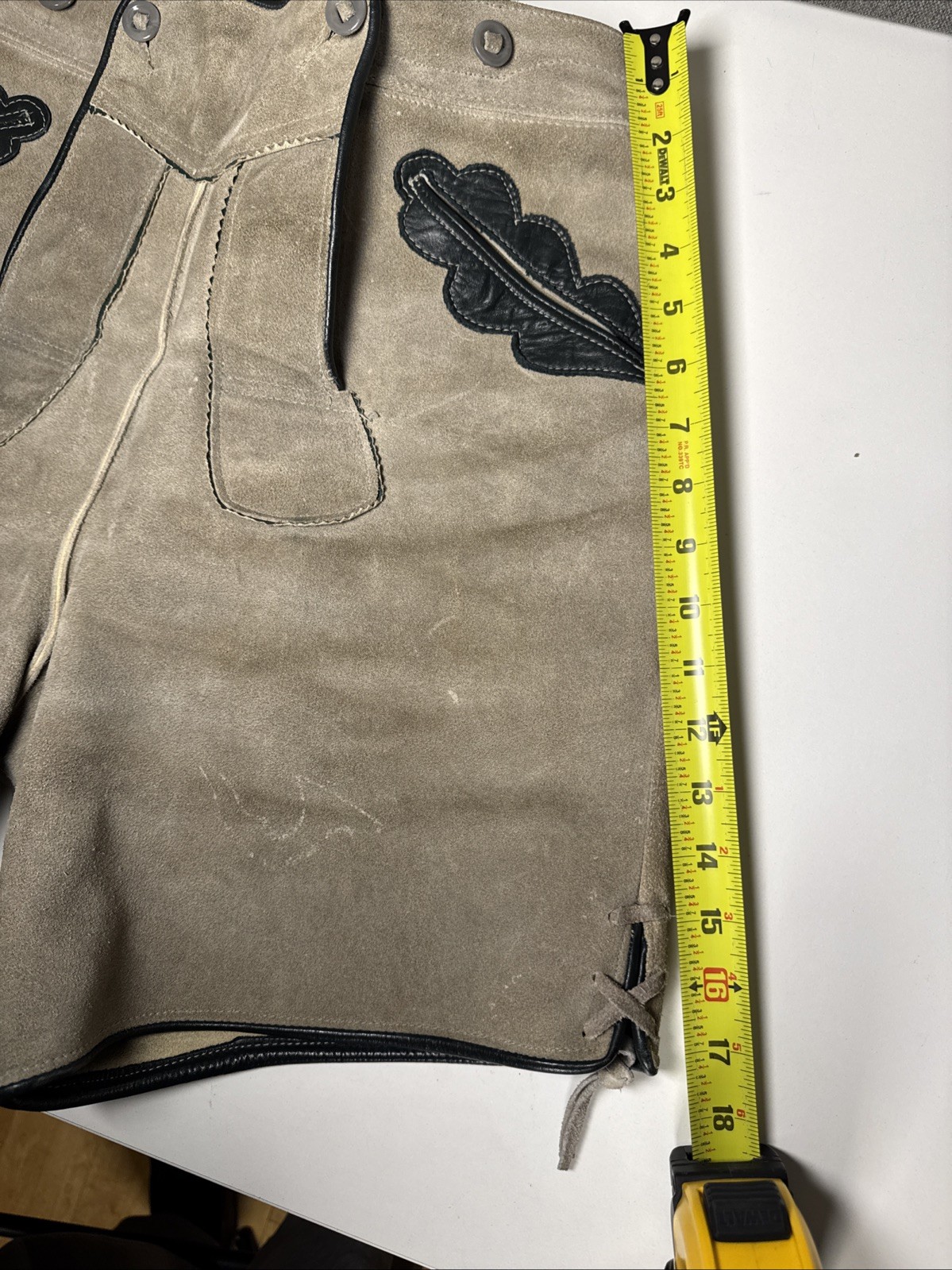 Vintage German Lederhosen Grey Suede Shorts Oktoberfest Men’s 28 Inch Waist