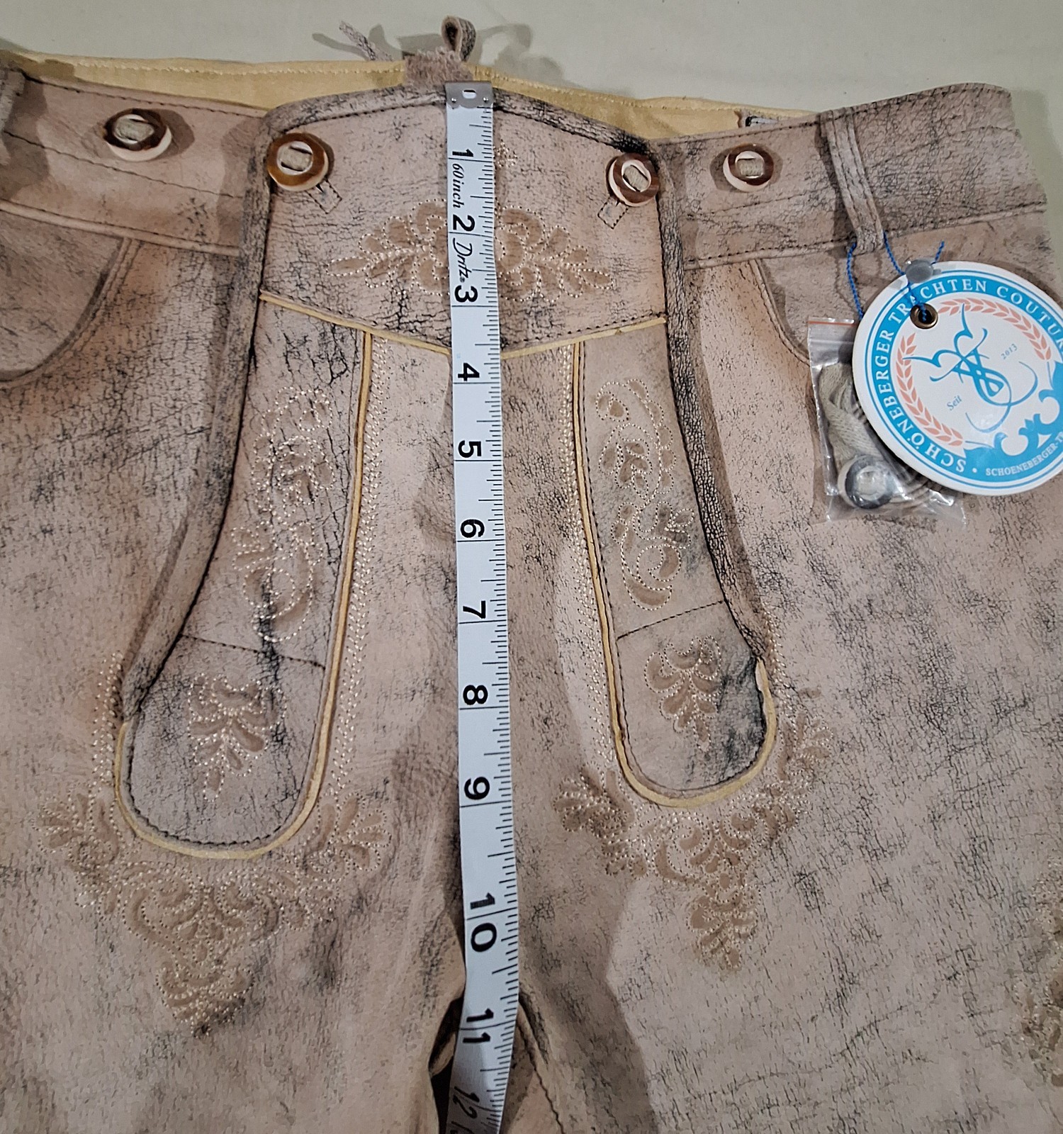 NWT Schoenberger Lederhosen Leather Shorts Oktoberfest Bavarian Alpine Trachten