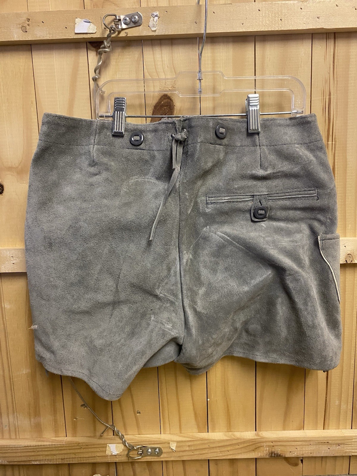 Lederhosen Shorts Leather Suede Men’s Octoberfest Beer Garden Gray Traditional