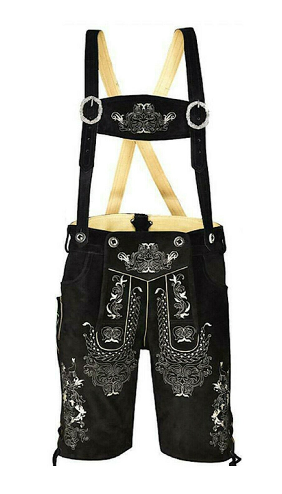 Authentic Men Oktoberfest Bavarian Lederhosen Suede Leather Trousers