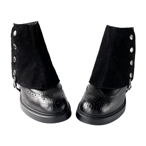 Men’s Gangster Spats 20s Leather Boot Covers for Men Snap Spats Medium Black
