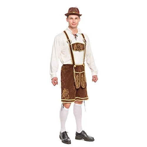 Men’s German Bavarian Oktoberfest Costume Set, Beer Costume Hat X-Large Brown