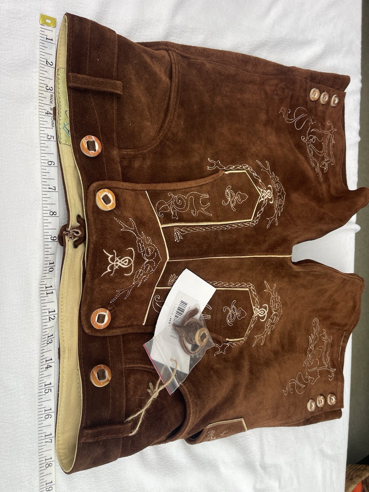 Schoneberger NWT German Lederhosen Size US36 Brown Leather Suede Short Pants NEW