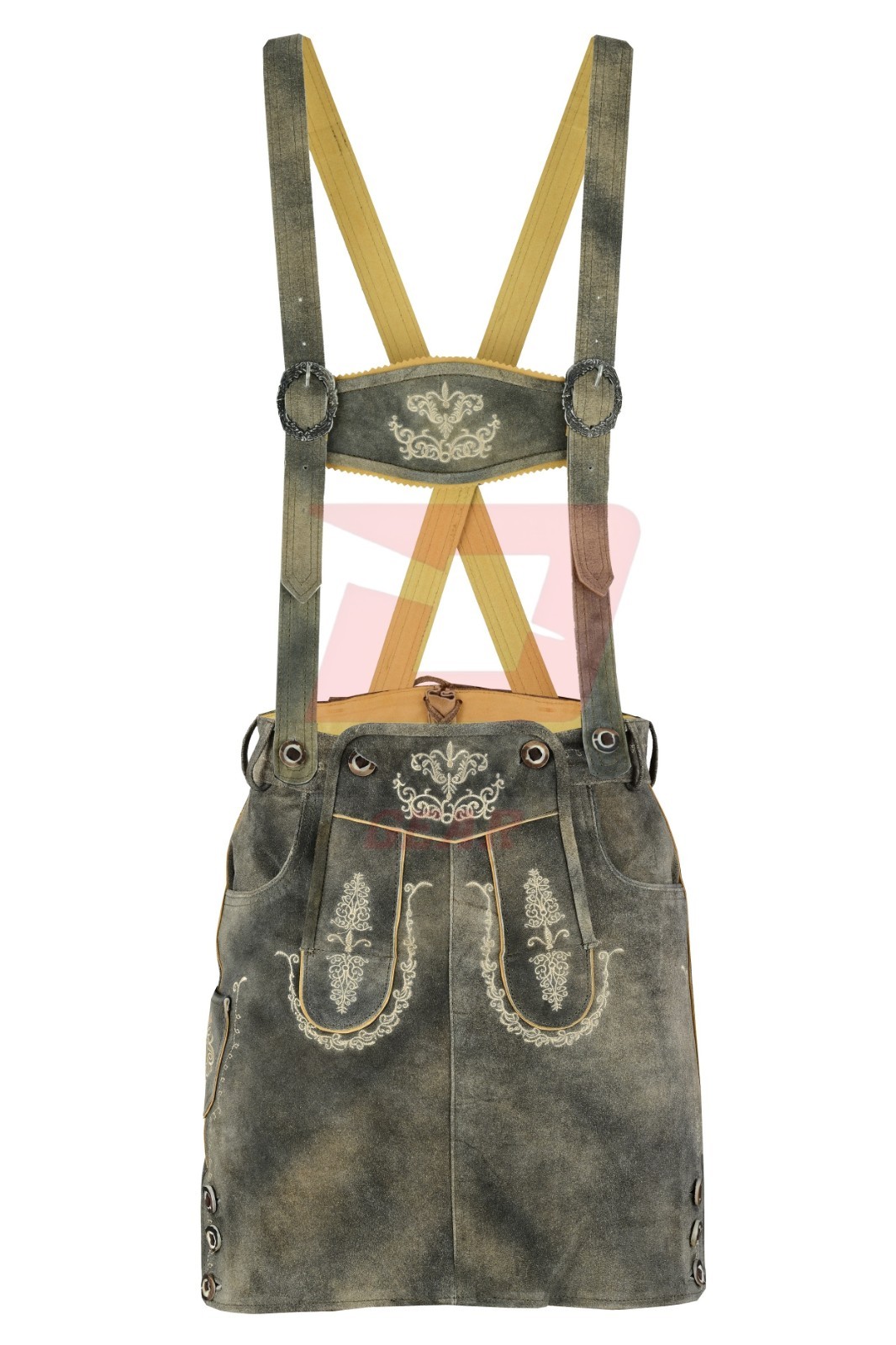 Bavarian Oktoberfest Lederhosen Skirt German Tracht Outfit Grey