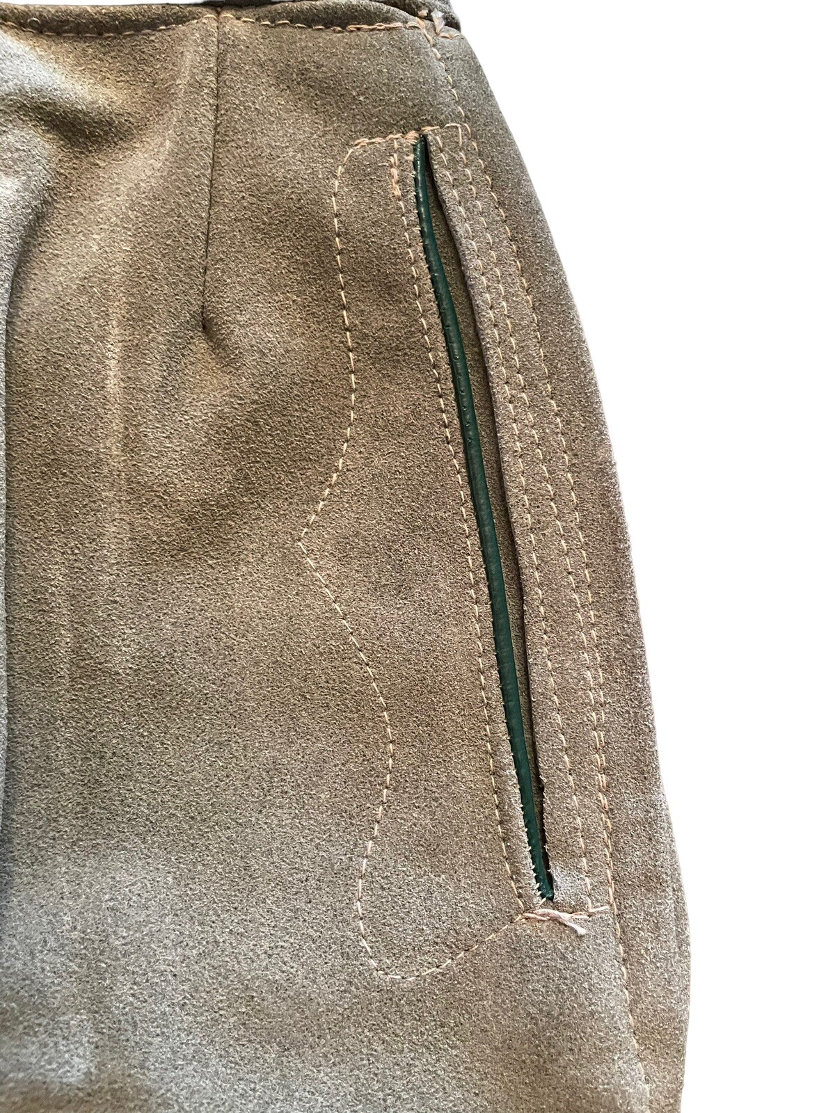 Vintage Lederhosen Gray & Green Leather Shorts EU Size 30 Oktoberfest Austria