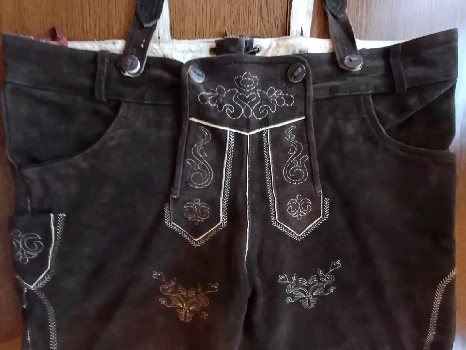 Bavarian Trachten Oktoberfest Suede Leather Lederhosen Shorts Pant Size W 42-44