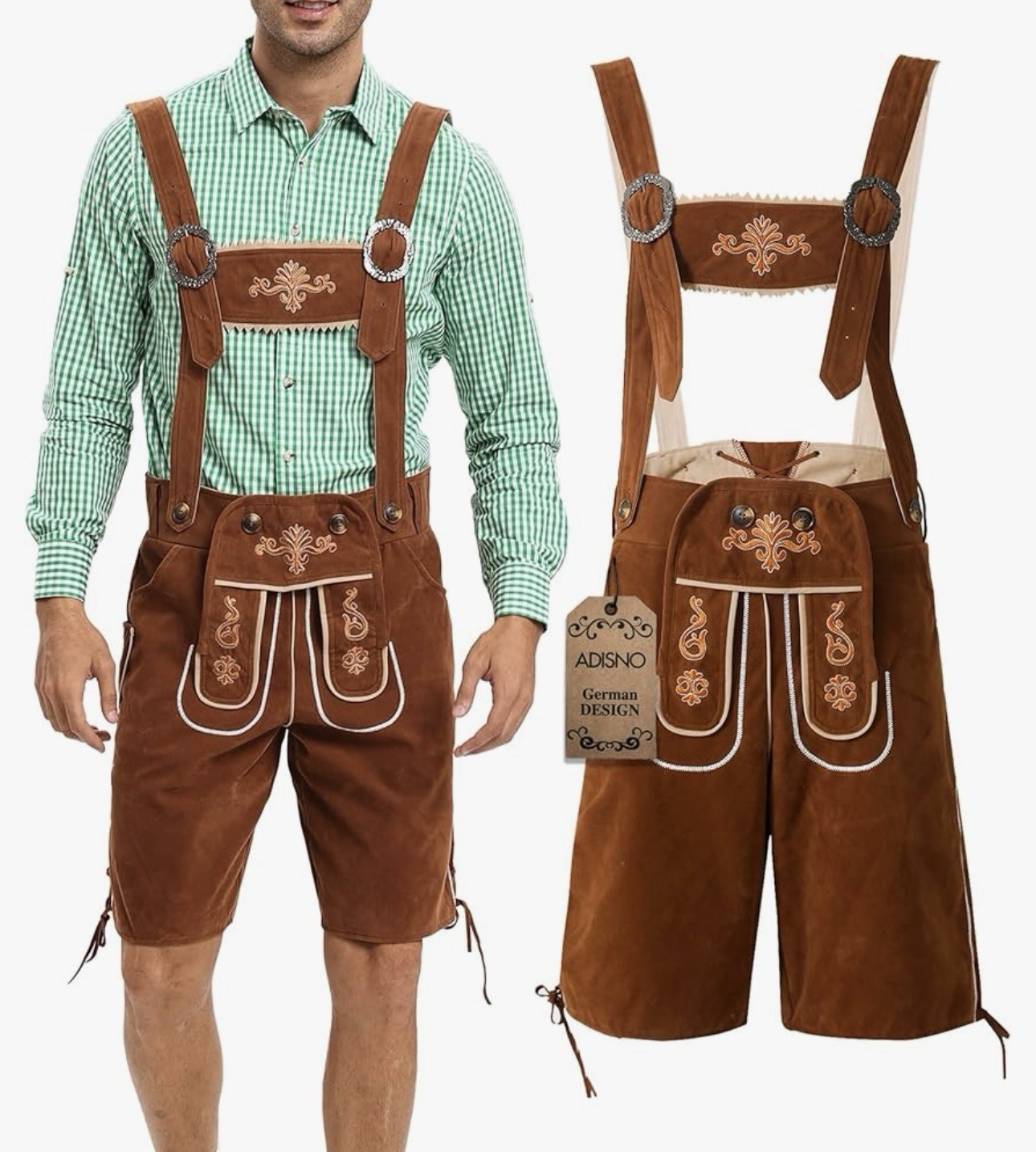 Lederhosen for Men, German Oktoberfest Costume, Brown Sz 54 or XL NWT