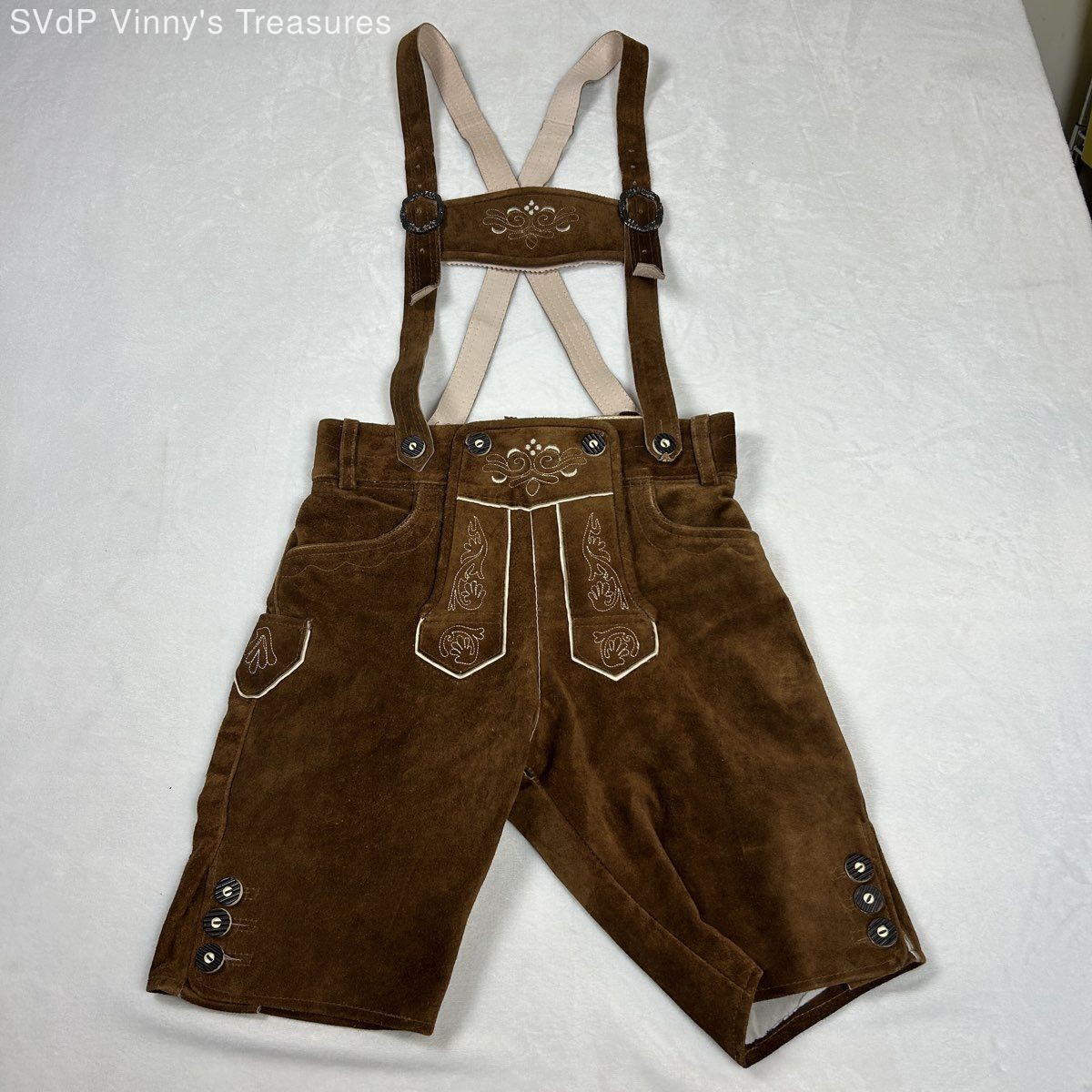 Vintage Edelnice Genuine Leather Embroidered Lederhosen Trachtenmode Sz 46