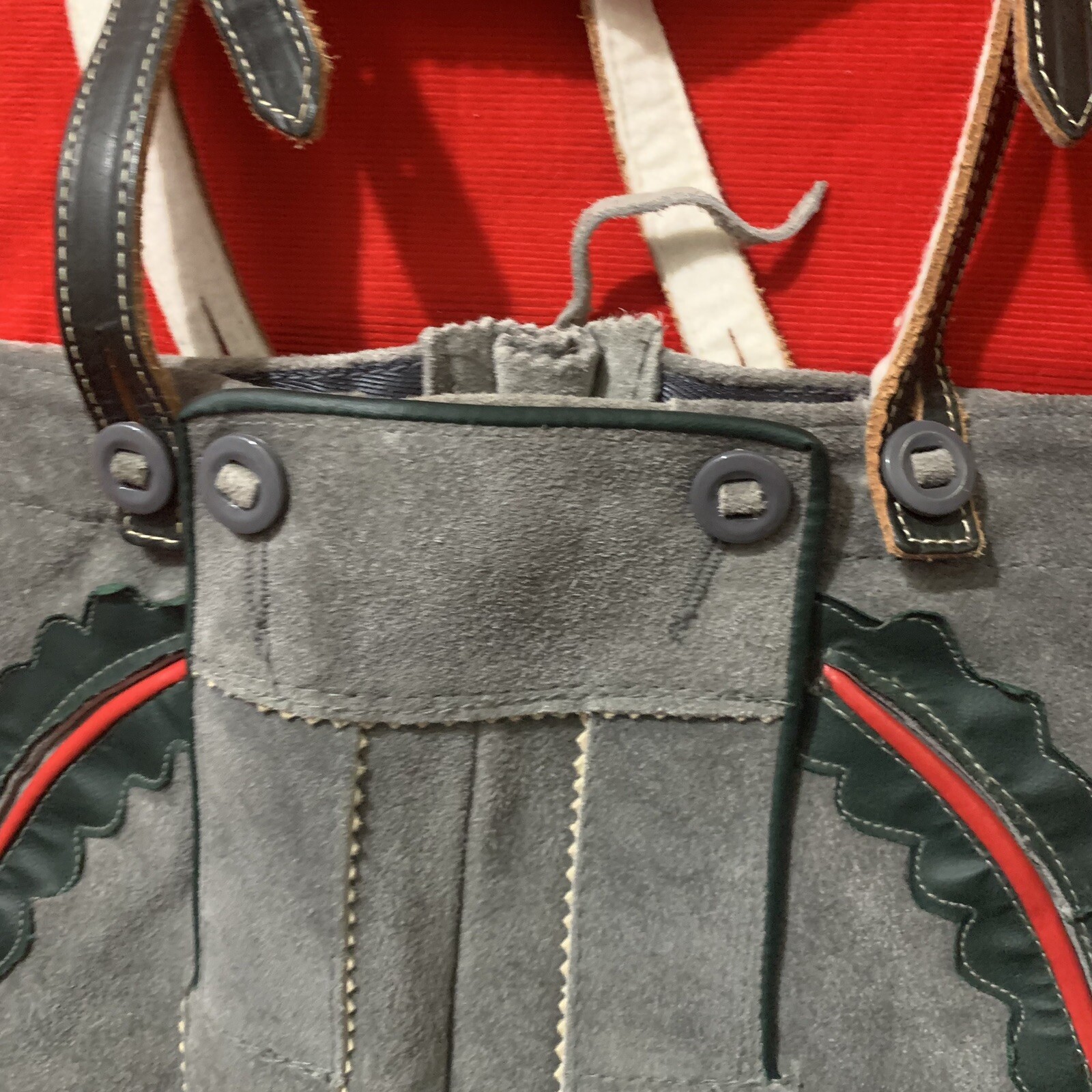 Vintage Kids Gray Suede Traditional Bavarian Lederhosen