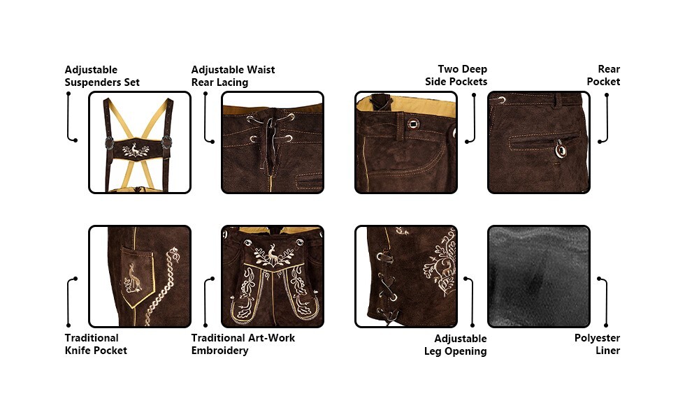 German Bavarian Lederhosen Otto Men Lederhosen Bavarian Oktoberfest Party Outfit