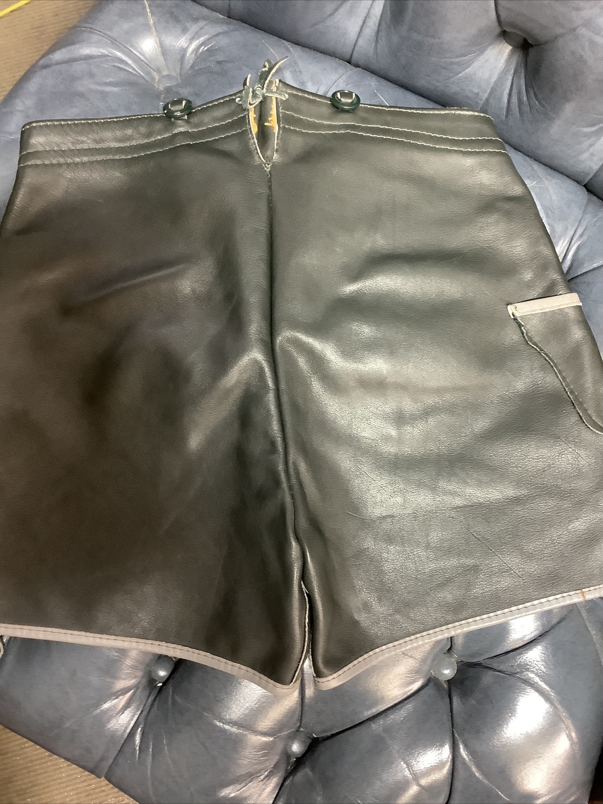 Vintage Lederhosen shorts Gray Leather Small Kids Size Oktoberfest 1970’s
