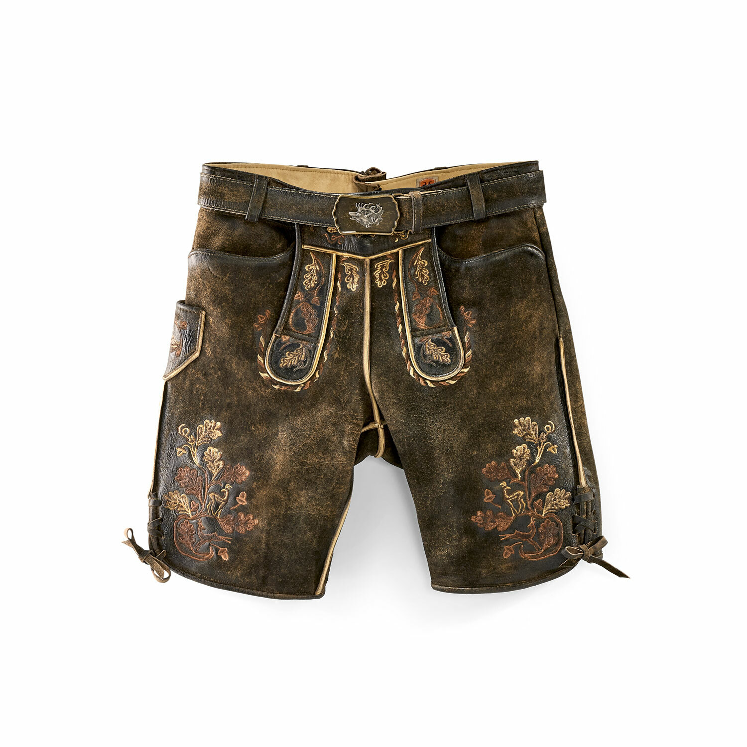 Traditional Lederhosen, Lederhosen Deer Look, Maddox Blackbird Spotty Beige, Size 48 and 50