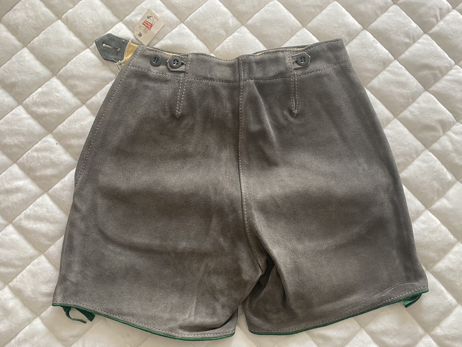 Vintage NWT Lederhosen Gray Suede Shorts German Oktoberfest Small 26” Sporthaus