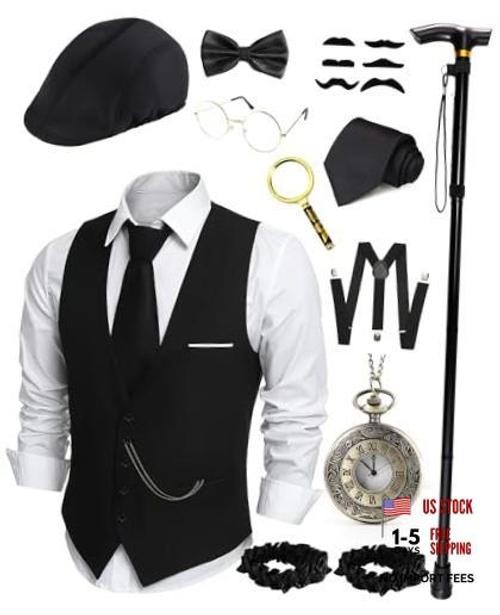 1920s Mens Costume Roaring 20s Costumes For Men Detective 4X-Large Black