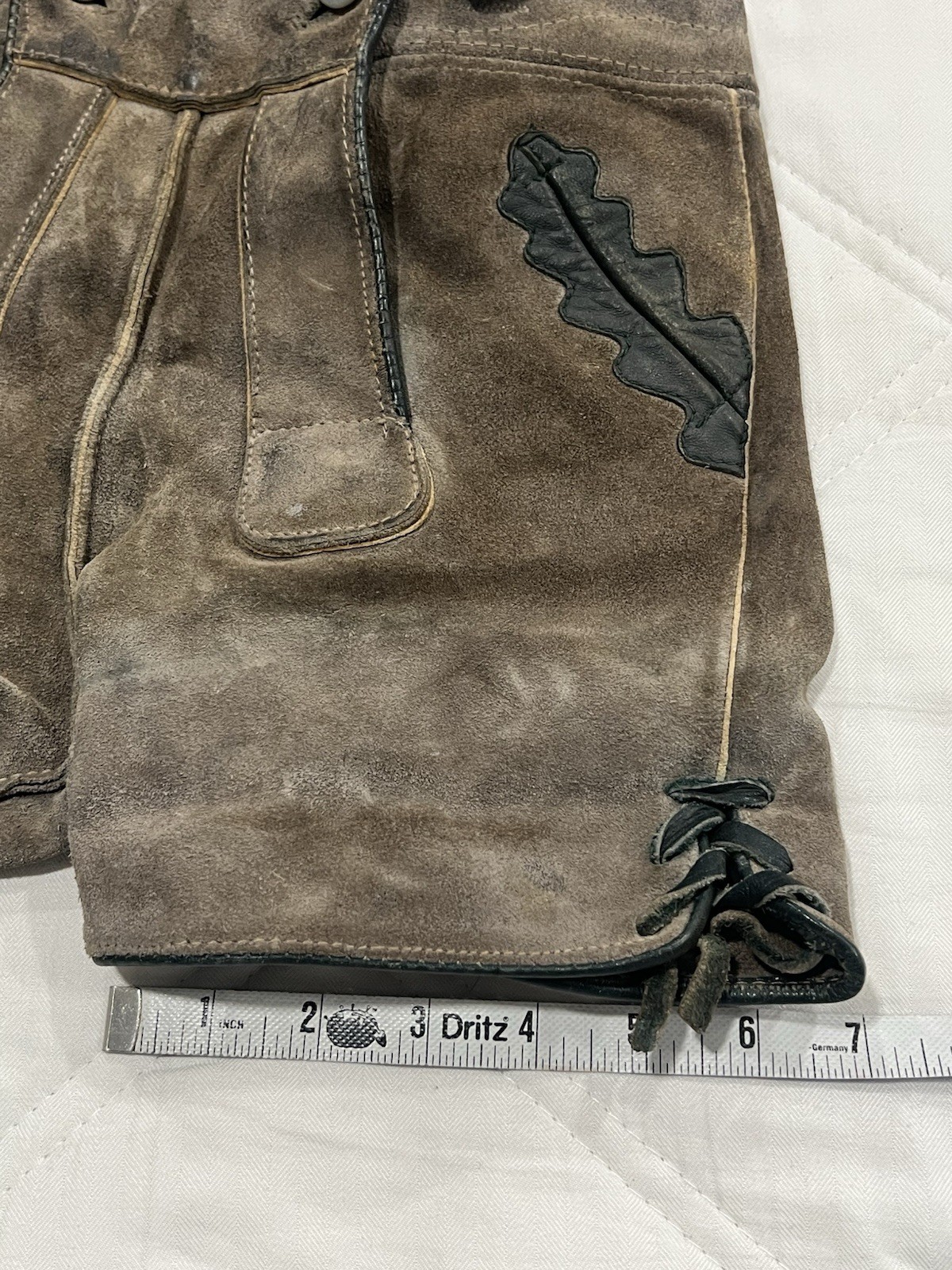 Vintage Lot Of Two German Lederhosen Overalls Suede Leather, Bergfreund 24 Waist