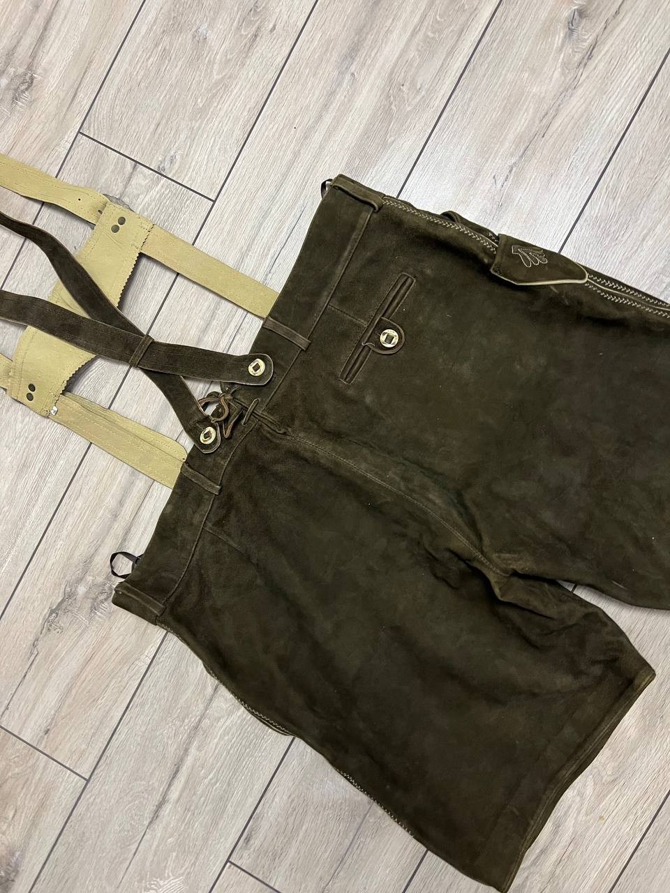 Men’s Marjo Bavarian Oktoberfest Lederhosen bib Shorts Leather sz 64 44×10