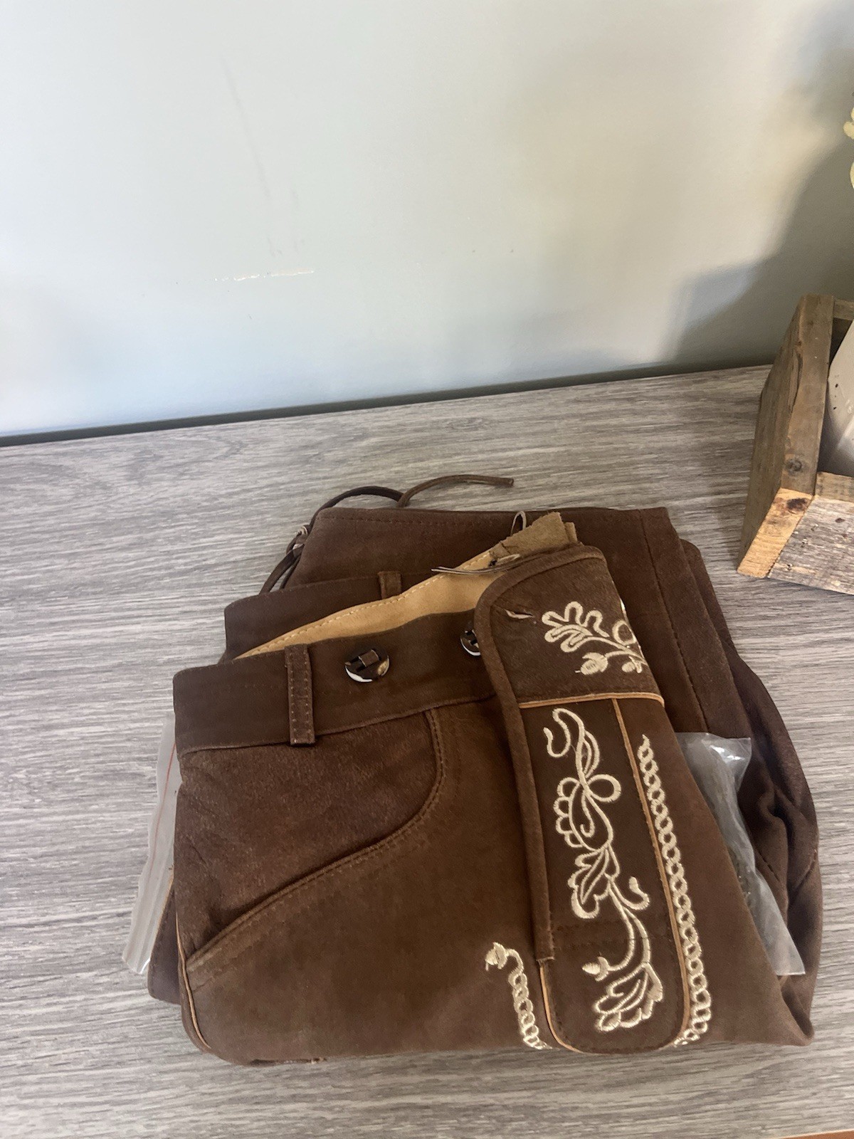 lederhosen men leather shorts With Belt Size 48 100% Genuine Leather