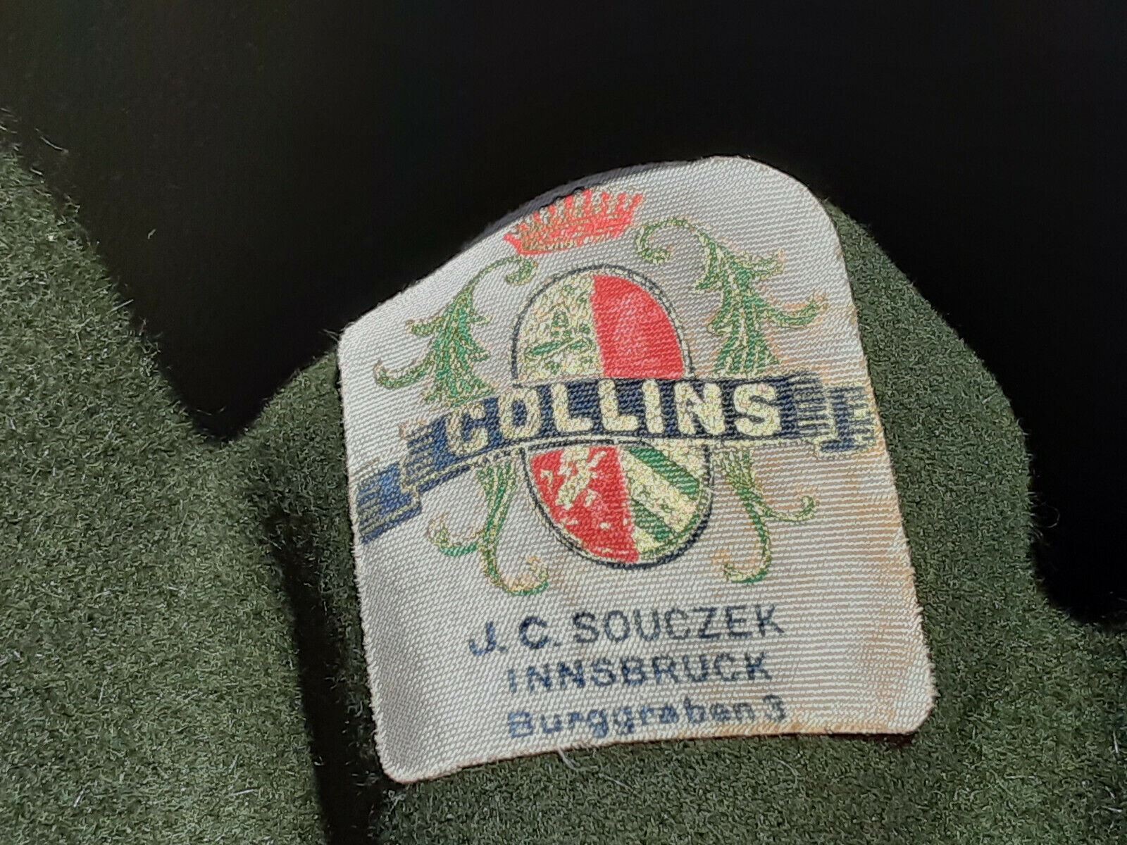 VINTAGE GERMAN GREEN Bavarian INNSBRUCK Mountain HAT by COLLINS SOUCZEK 61w6
