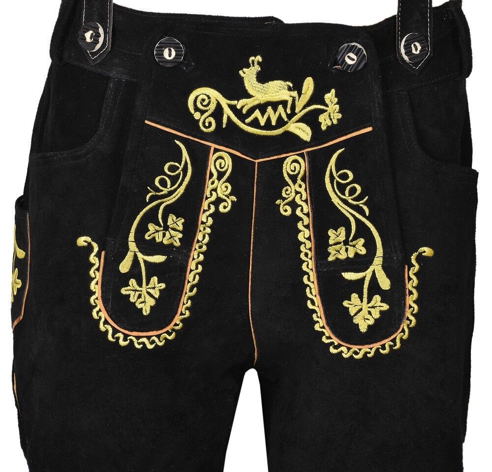 Oktoberfest Bavarian Lederhosen Men German Cowhide Real Leather Matching Short