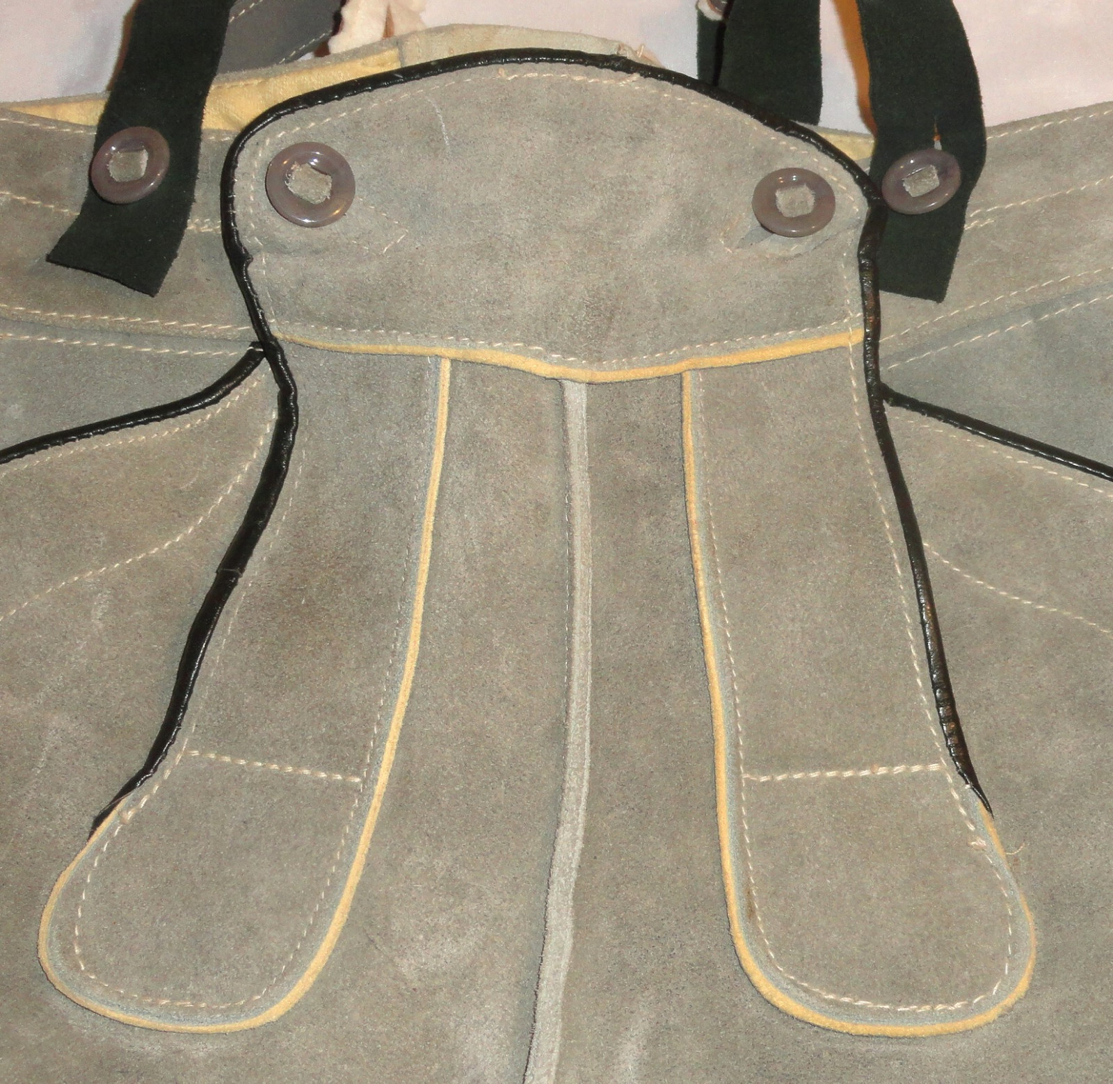 Vintage Raka German Size 12 Small Leather Suede Lederhosen Shorts & Suspenders