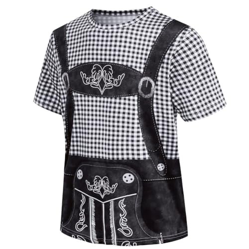 Oktoberfest Costume Lederhosen Bavarian German Suspenders XX-Large Black Grid