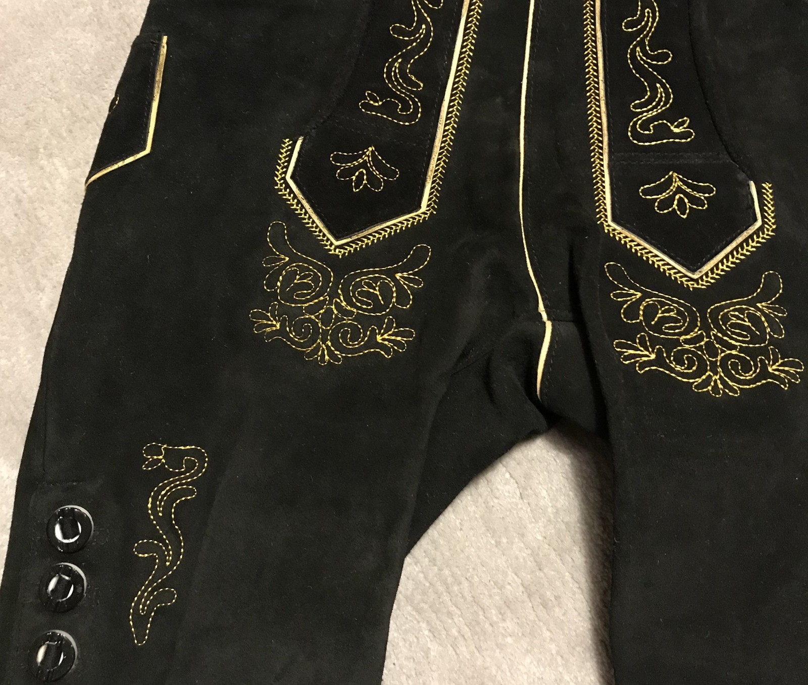 Short Occulto traditional leather pants embroidered-size 52-black-new product