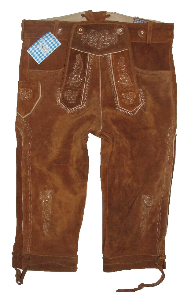 Spirit Of Bavaria – Men’s Trachten Pants / Knee-Bund Lederhosen In Brown Size 46