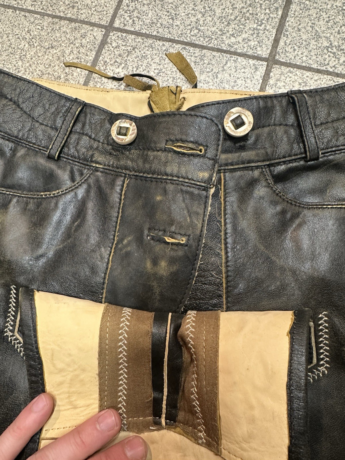 Country Maddox Leather Pants Three Quarter Knee Length Size 36 Brown Real Leather Excellent